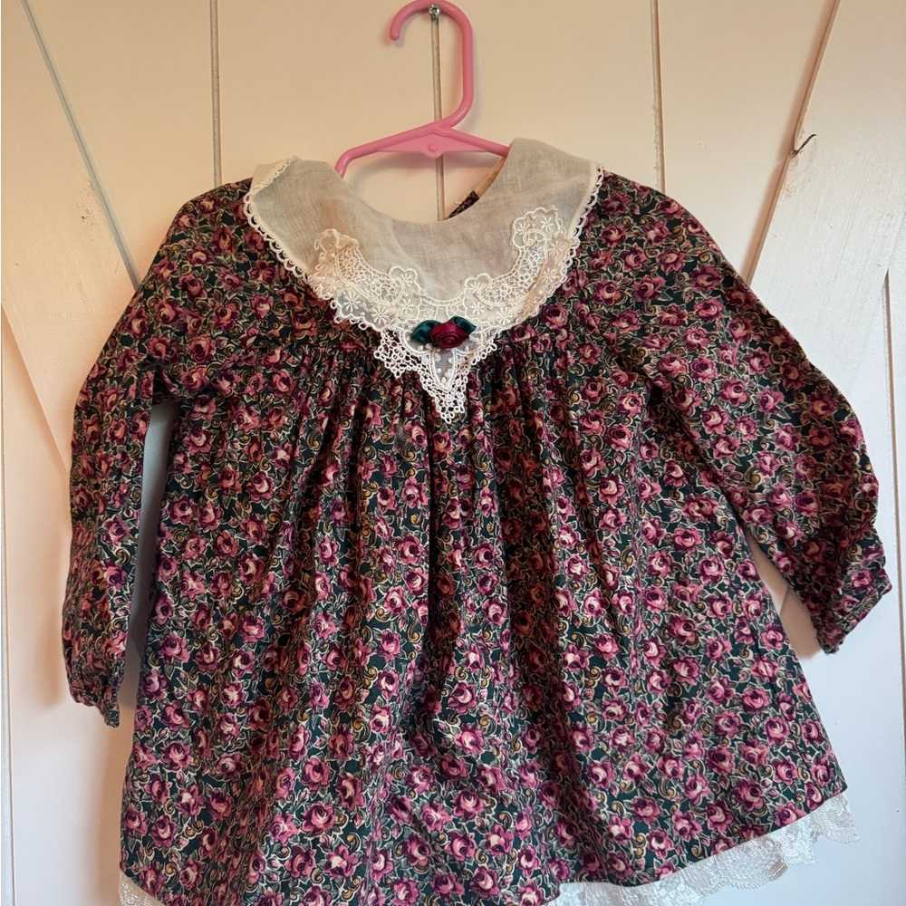 Vintage Floral Rare Editions Pink and Green Dress with Elegant Design
